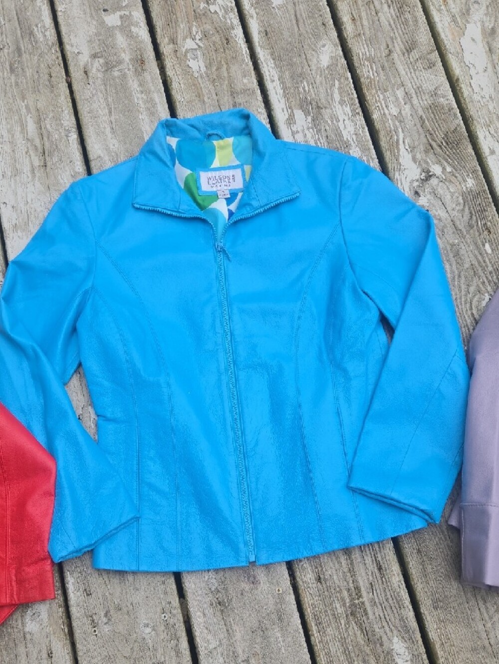 Wilsons Leather Red and Bright Blue And Gray Jackets For Small Womens. - Picture 4 of 11